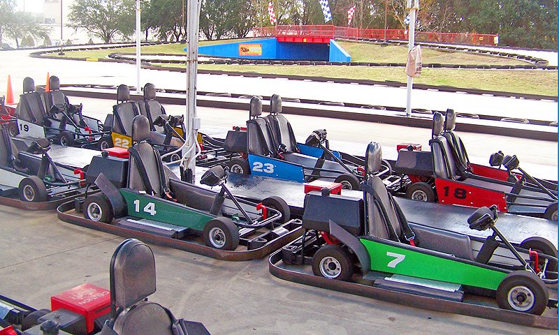 Go-carting at Adventure Landing.